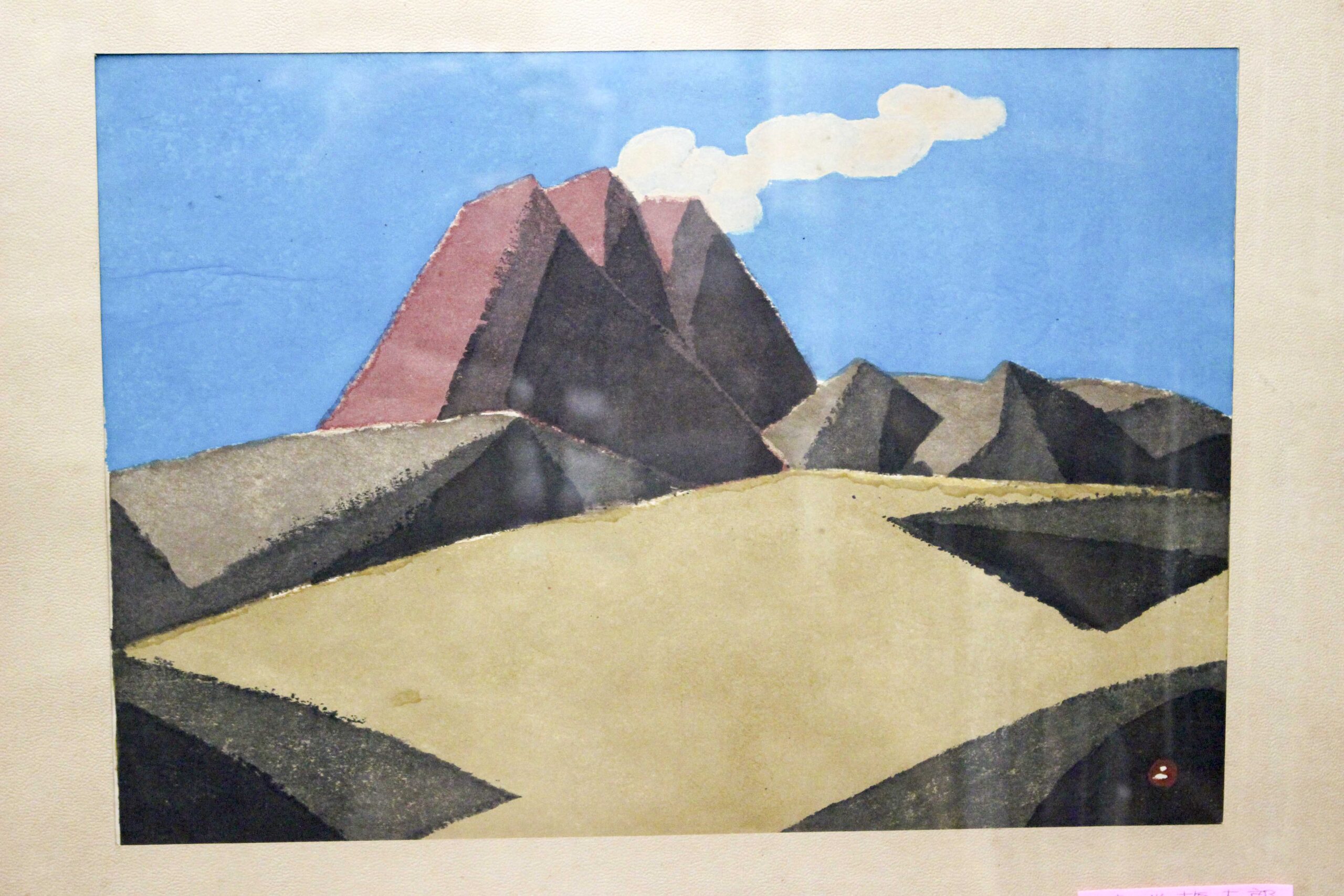 【お買い物】畦地梅太郎「鳥と山男」木版画　1972年　サインあり　額装　山の版画家 木版画